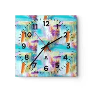 Reloj de pared - Reloj de vidrio - Un alegre traductor de garabatos - 30x30 cm