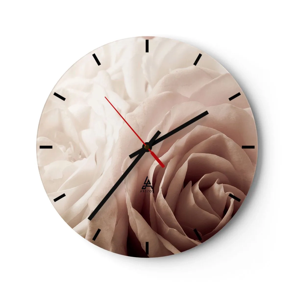 Reloj de pared - Reloj de vidrio - En el corazón de una rosa - 30x30 cm