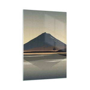 Cuadro sobre vidrio - Impresiones sobre Vidrio - Paisaje de montaña minimalista con reflejo en el agua. - 70x100cm - Reflejo de espejo - Decoración de pared moderna para salón y dormitorio ARTTOR