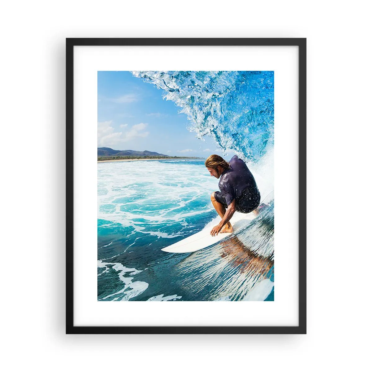 Póster en marco negro - Bailando con las olas - 40x50 cm