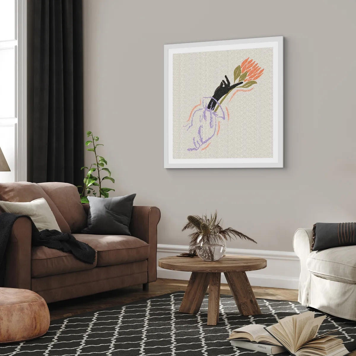 Póster en marco blanco - Un toque fraternal - 40x40 cm