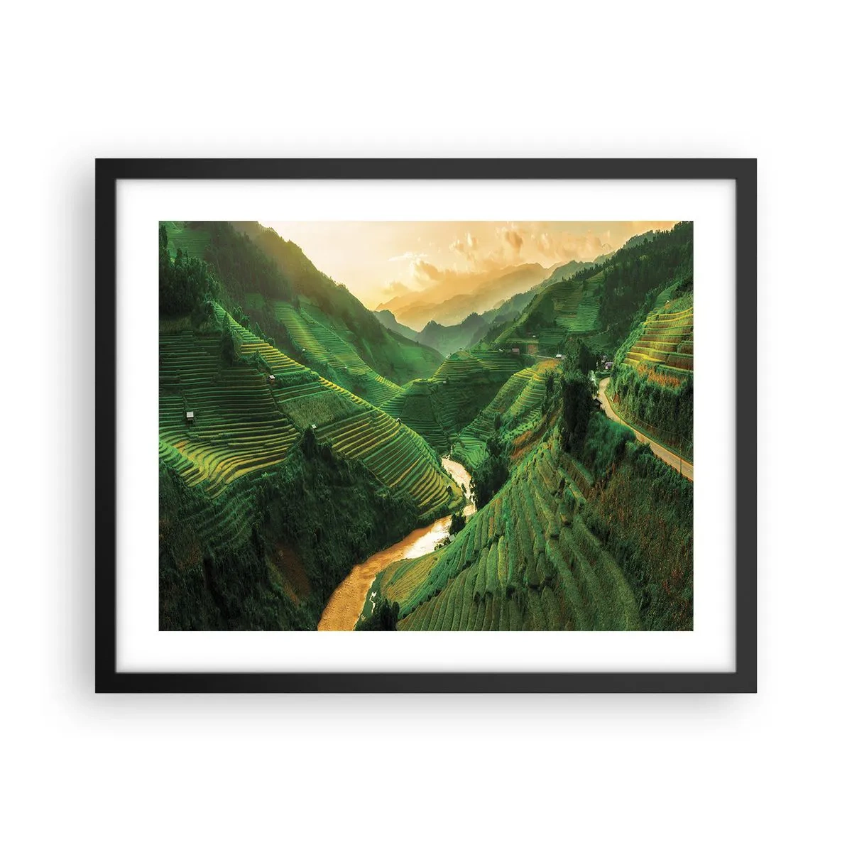 Póster en marco negro - Valle vietnamita - 50x40 cm