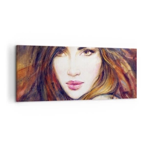 Cuadro sobre lienzo - Impresión de Imagen - Retrato de una mujer en estilo pictórico. - 120x50cm - Veo tus pensamientos - Decoración de pared moderna para salón y dormitorio ARTTOR