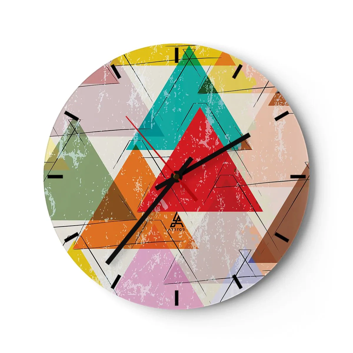 Reloj de pared - Reloj de vidrio - De tres en tres - 40x40 cm
