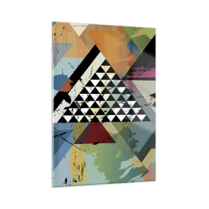 Cuadro sobre vidrio - Impresiones sobre Vidrio - Composición abstracta de formas geométricas y colores. - 50x70cm - Qué sencillo es - Decoración de pared moderna para salón y dormitorio ARTTOR