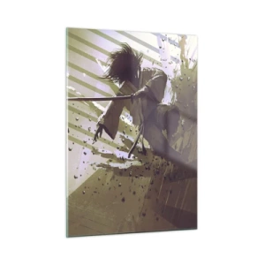 Cuadro sobre vidrio - Impresiones sobre Vidrio - Duelo de samuráis en una escena dinámica - 50x70cm - Y puedes ser un samurai - Decoración de pared moderna para salón y dormitorio ARTTOR