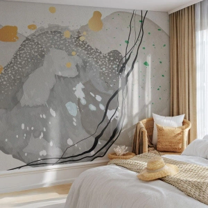 Fotomural Premium Sand - Abstracción orgánica con manchas y líneas en colores neutros. - 100x70cm - Composición orgánica - Decoración de pared moderna para salón y dormitorio ARTTOR