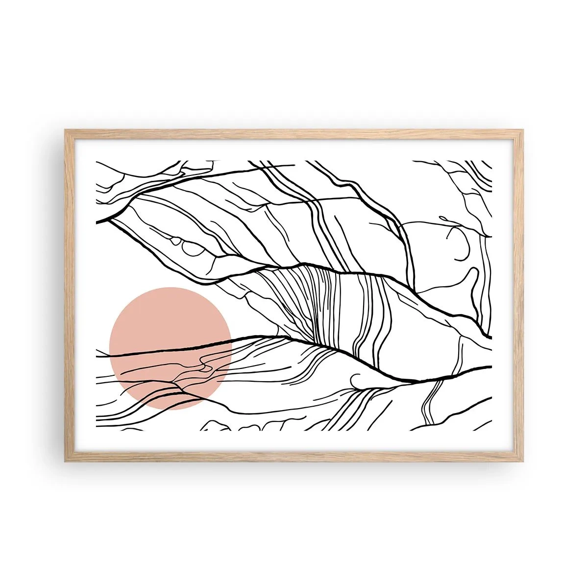 Póster en marco roble claro - En una red de ramas - 70x50 cm