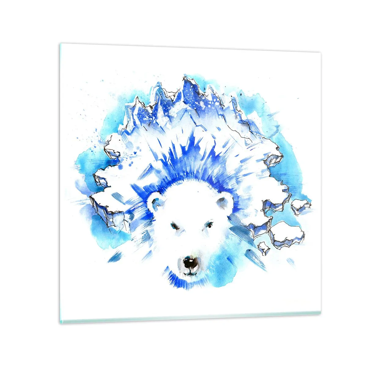 Cuadro sobre vidrio - Impresiones sobre Vidrio - El rey del Ártico con una corona de hielo - 70x70 cm