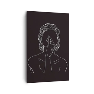 Cuadro sobre lienzo - Impresión de Imagen - Silueta minimalista de una mujer sobre un fondo negro. - 80x120cm - La belleza florece en silencio - Decoración de pared moderna para salón y dormitorio ARTTOR