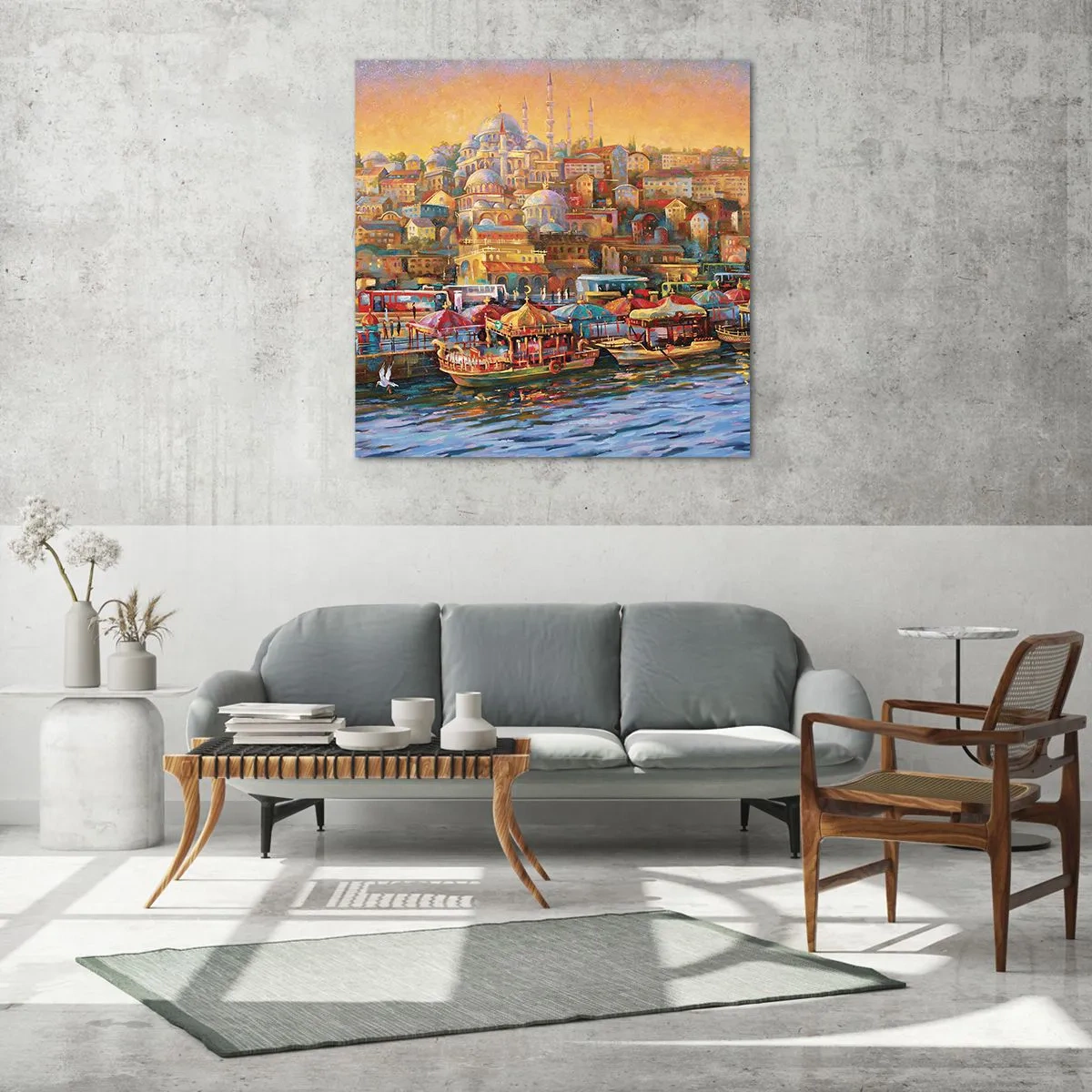 Cuadro sobre vidrio - Impresiones sobre Vidrio - Una historia en Estambul - 70x70 cm