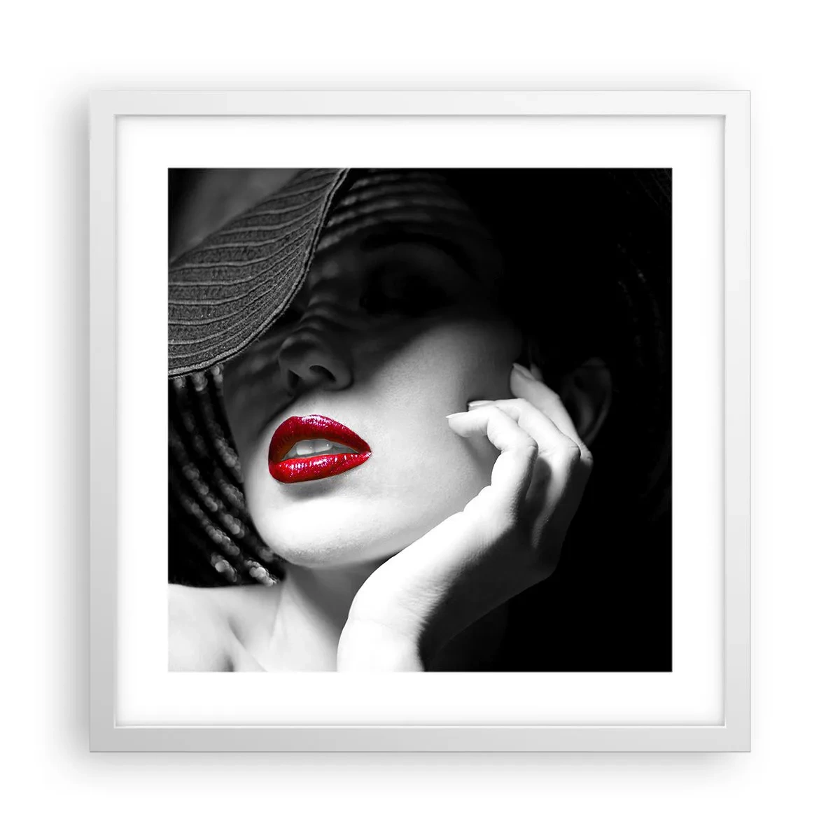 Póster en marco blanco - Estudio en escarlata - 40x40 cm