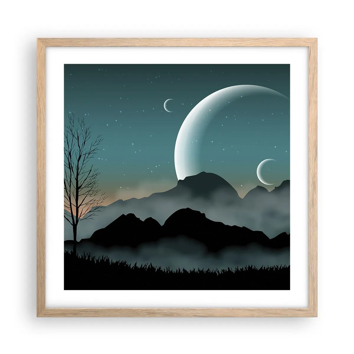 Póster en marco roble claro - Un carnaval de noche estrellada - 50x50 cm