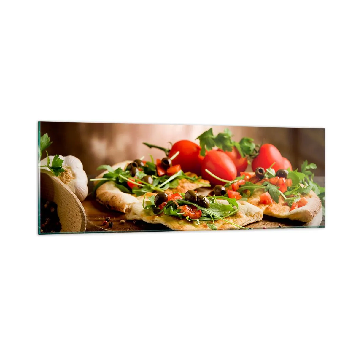 Cuadro sobre vidrio - Impresiones sobre Vidrio - Directamente del horno y del jardín - 90x30 cm