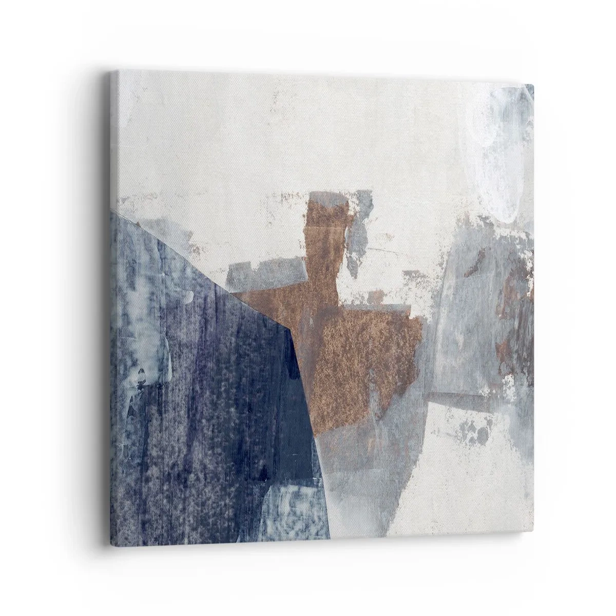 Cuadro sobre lienzo - Impresión de Imagen - Formas azules y marrones - 40x40 cm