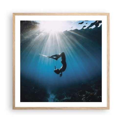 Póster en marco roble claro - Danza subacuática - 60x60 cm