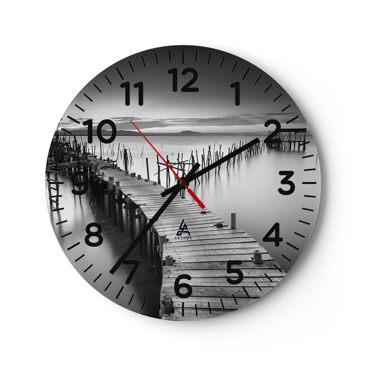 Reloj de pared - Reloj de vidrio - La calma de una orilla olvidada - 30x30 cm