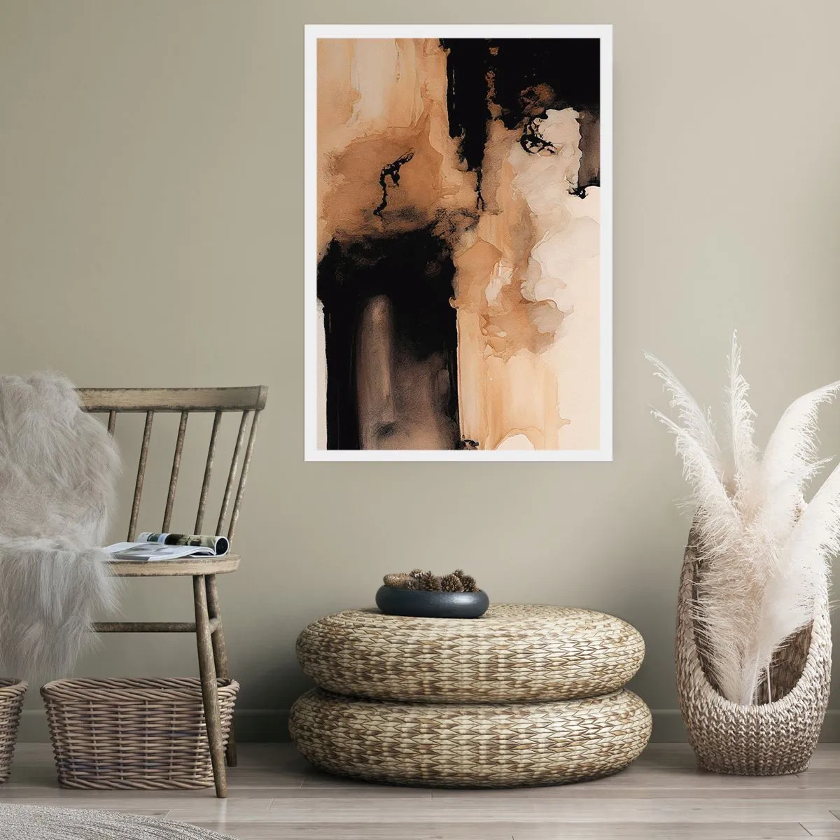 Póster - Una composición abstracta en tonos cálidos de marrón. - 50x70cm - Una abstracción intrigante - Decoración de pared moderna para salón y dormitorio ARTTOR