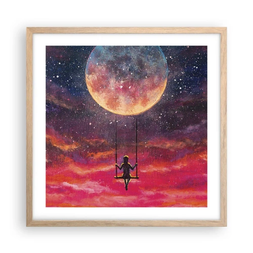 Póster en marco roble claro - Disfrutar de las nubes - 50x50 cm