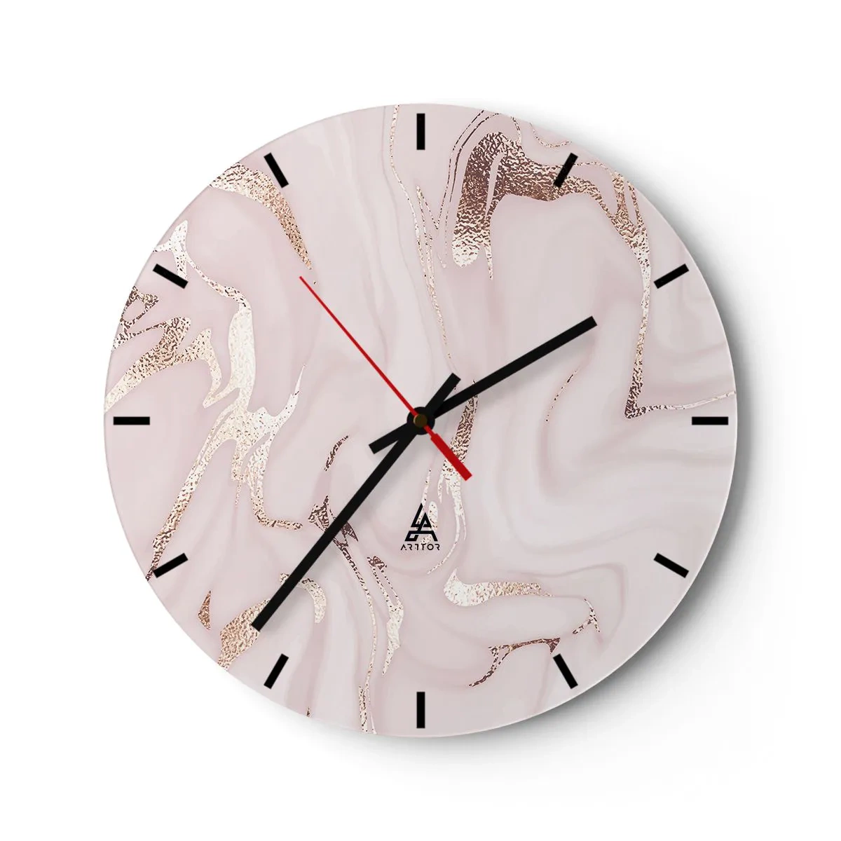 Reloj de pared - Reloj de vidrio - En rosa - 40x40 cm