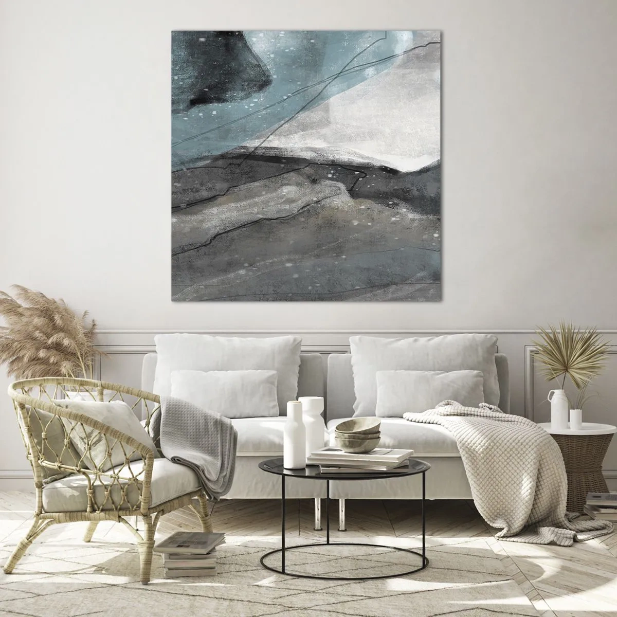 Cuadro sobre vidrio - Impresiones sobre Vidrio - Abstracción: rocas y hielo - 50x50 cm