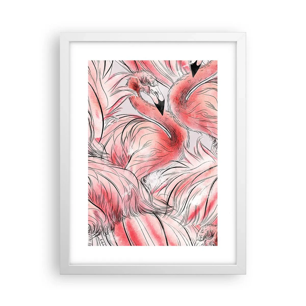 Póster en marco blanco - Ballet de aves - 30x40 cm