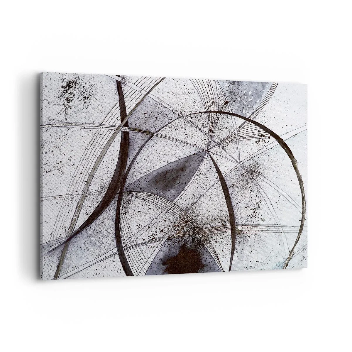 Cuadro sobre lienzo - Impresión de Imagen - Líneas y formas abstractas en tonos de gris y negro. - 100x70cm - Fantasía futurista - Decoración de pared moderna para salón y dormitorio ARTTOR