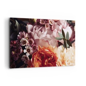 Cuadro sobre lienzo - Impresión de Imagen - Un primer plano de una colorida composición floral. - 120x80cm - Belleza envolvente - Decoración de pared moderna para salón y dormitorio ARTTOR
