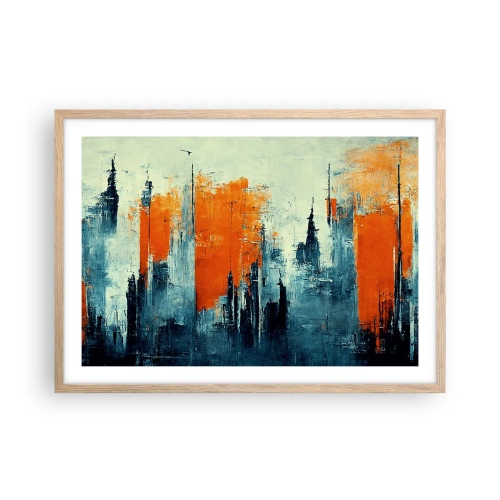 Póster en marco roble claro - Paisaje moderno - 70x50 cm