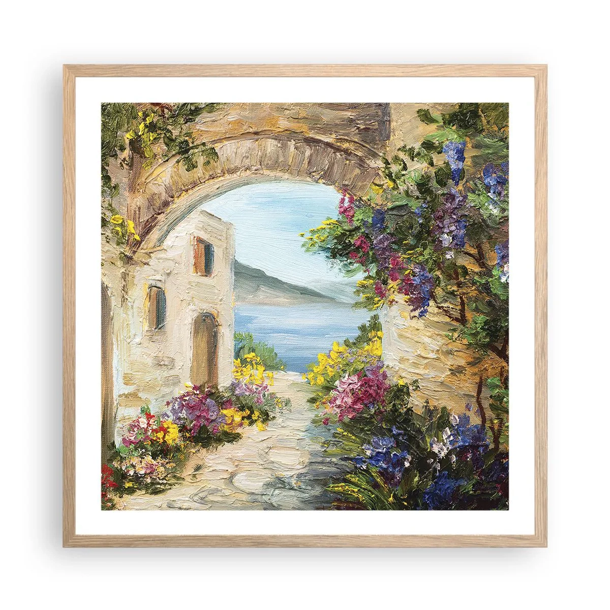 Póster en marco roble claro - El encanto del paisaje costero - 60x60 cm