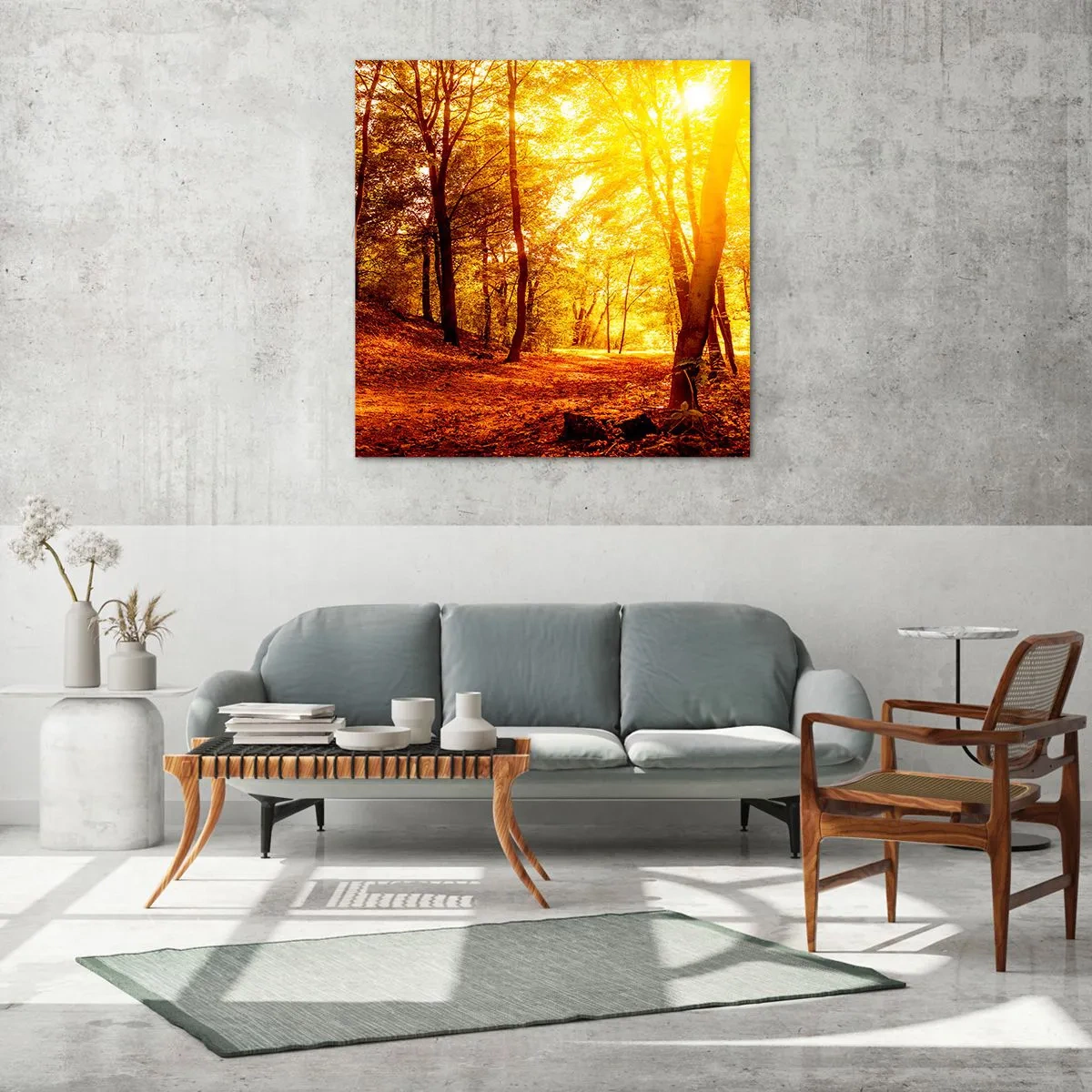 Cuadro sobre vidrio - Impresiones sobre Vidrio - Hacia un claro de oro - 50x50 cm