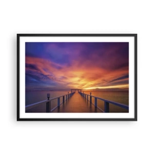 Póster en marco negro - Un embarcadero que conduce al mar durante la puesta de sol. - 70x50cm - Sin fin - Decoración de pared moderna para salón y dormitorio ARTTOR