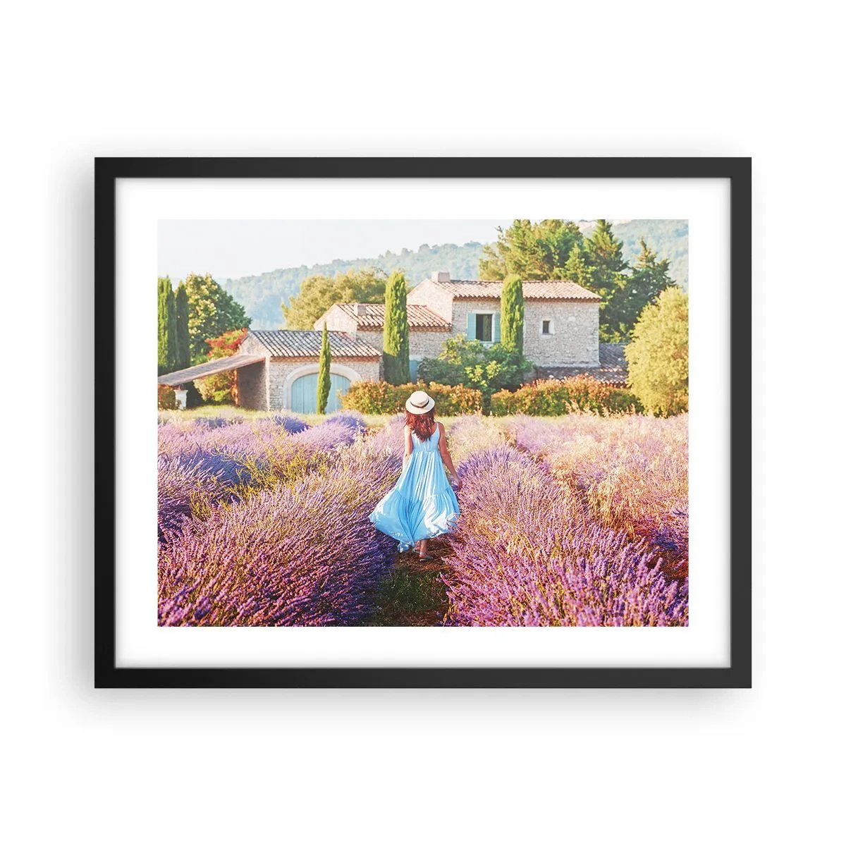 Póster en marco negro - La chica de la lavanda - 50x40 cm
