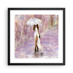 Póster en marco negro - En la lluvia de lilas - 40x40 cm