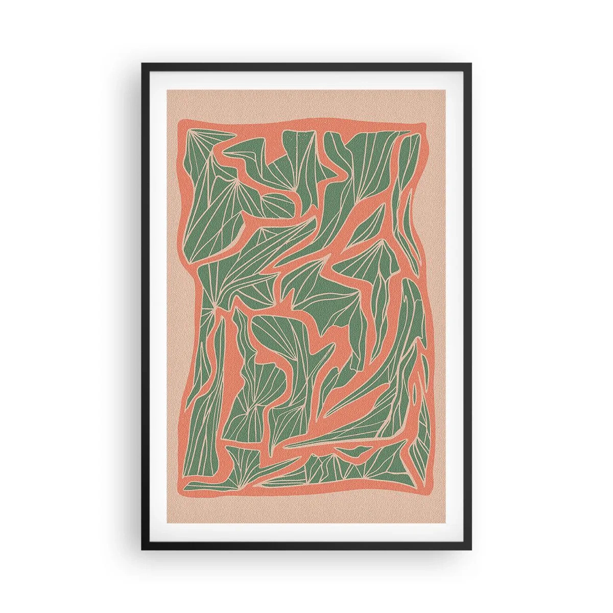 Póster en marco negro - Lucha entre el coral y el verde - 61x91 cm