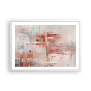 Póster en marco blanco - Niebla rosa - 70x50 cm