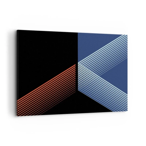 Cuadro sobre lienzo - Impresión de Imagen - Líneas geométricas en tonos rojos y azules. - 120x80cm - La rectitud - Decoración de pared moderna para salón y dormitorio ARTTOR