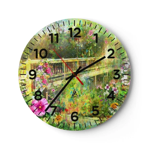 Reloj de pared - Reloj de vidrio - Un puente de suspiros de primavera - 30x30 cm