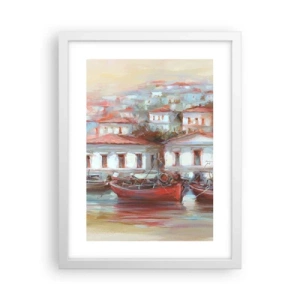 Póster en marco blanco - Ciudad feliz - 30x40 cm