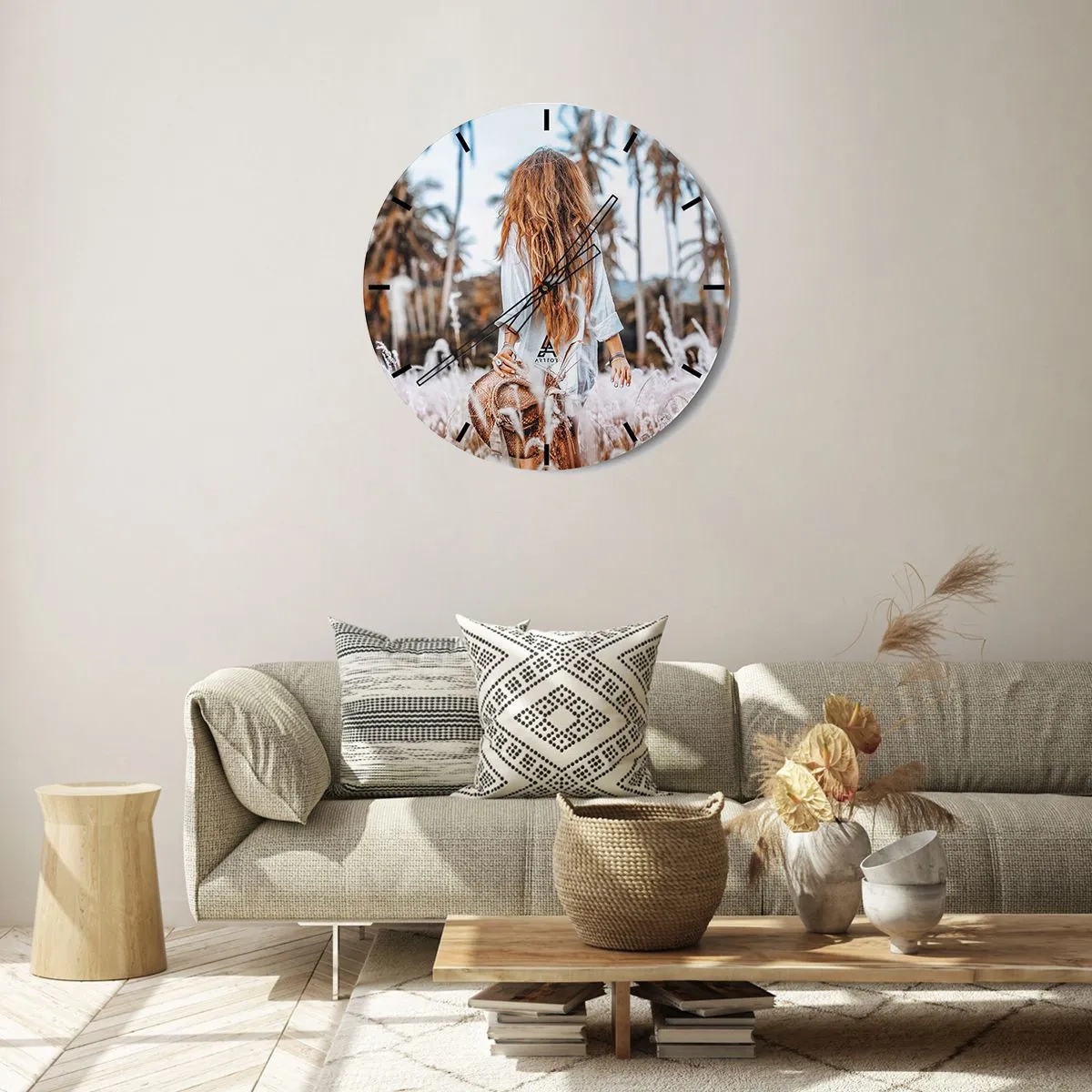 Reloj de pared - Reloj de vidrio - Nacida en el plumón de la Tierra - 40x40 cm