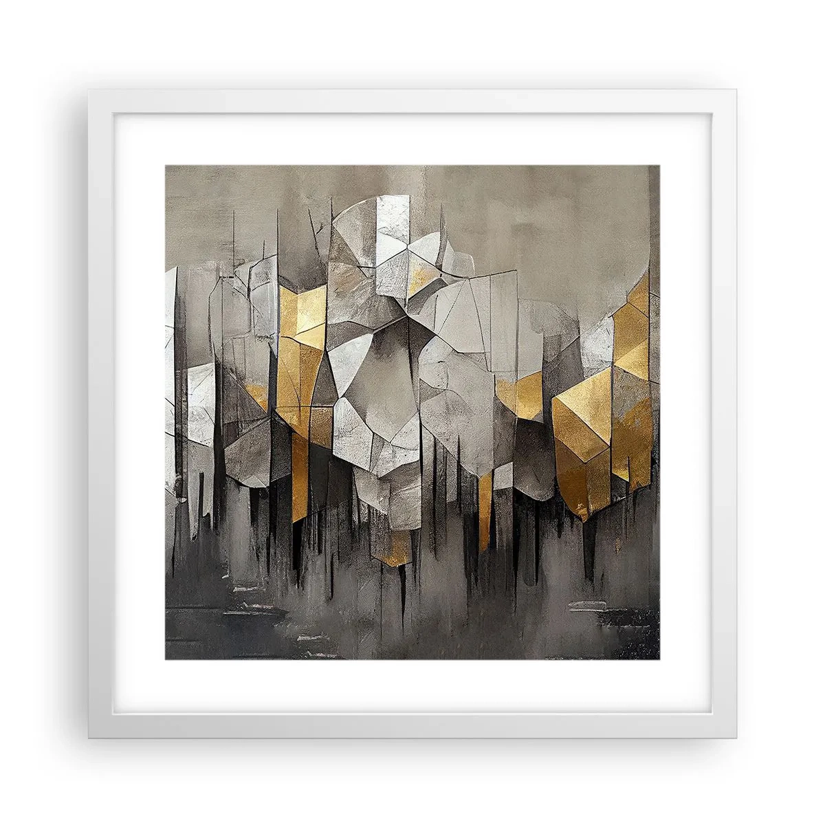 Póster en marco blanco - Composición hecha de hielo y luz - 40x40 cm