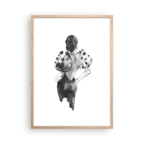 Póster en marco roble claro - Pasa justo por aquí - 50x70 cm