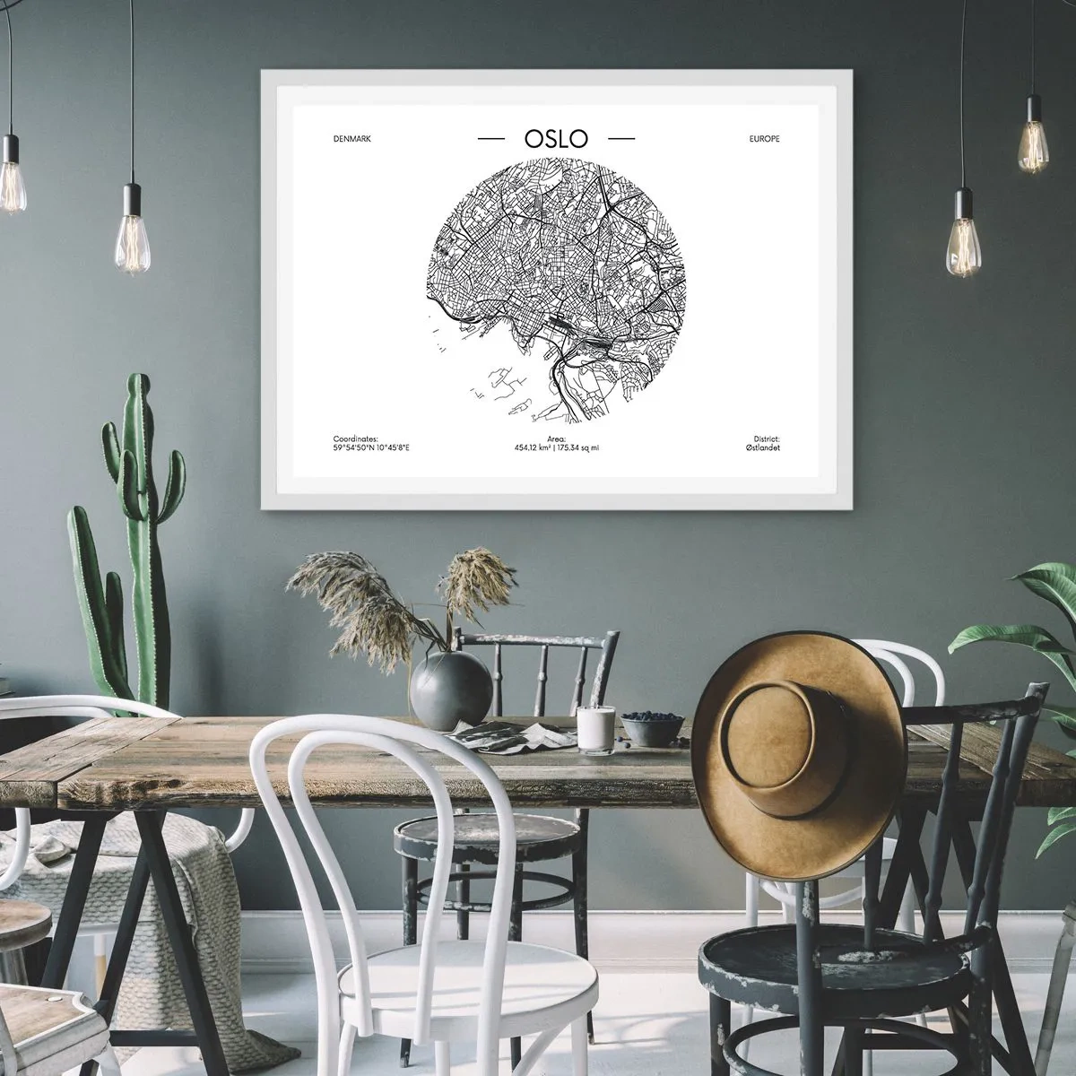 Póster en marco blanco - Anatomía de Oslo - 100x70 cm