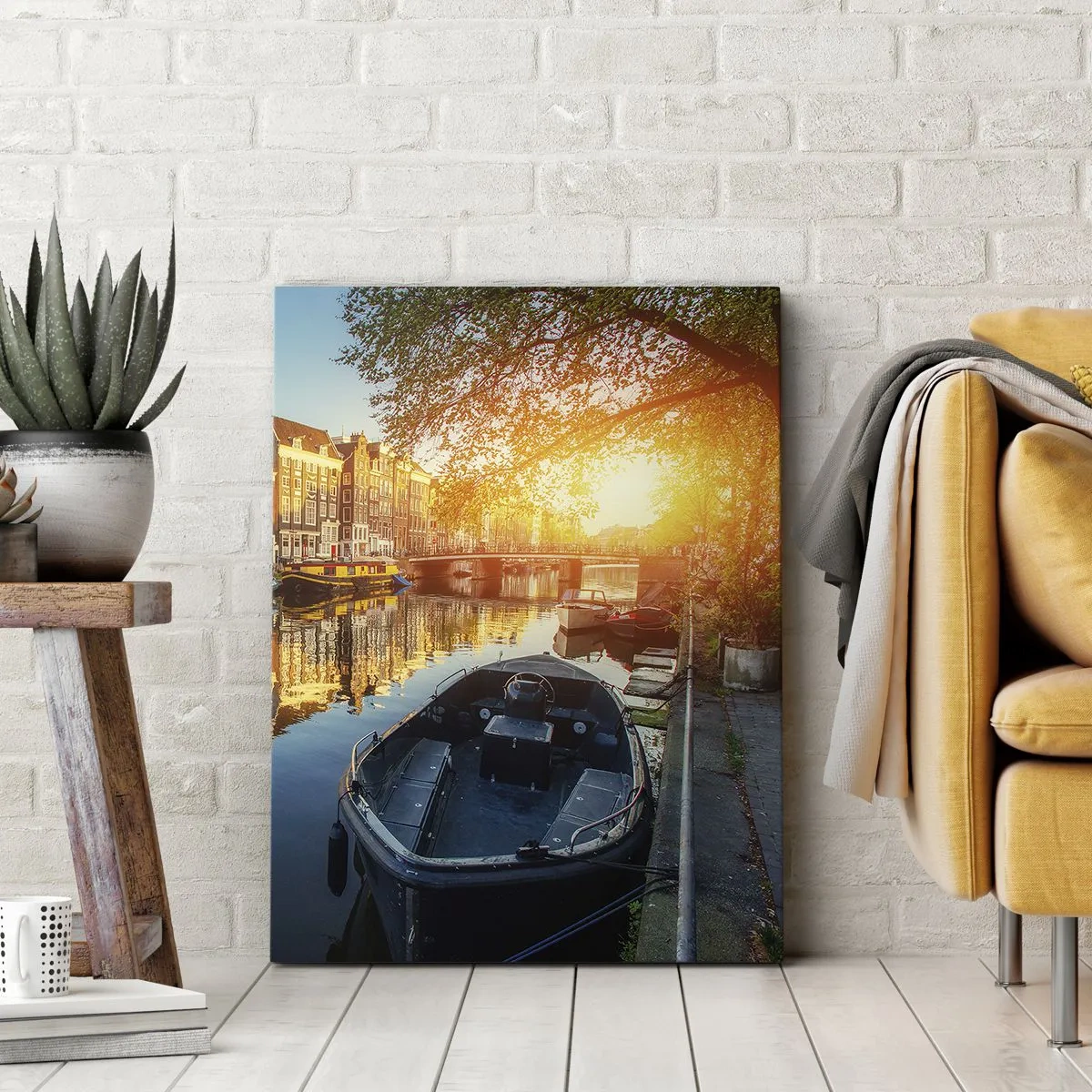 Cuadro sobre lienzo - Impresión de Imagen - Mañana en Ámsterdam - 45x80 cm
