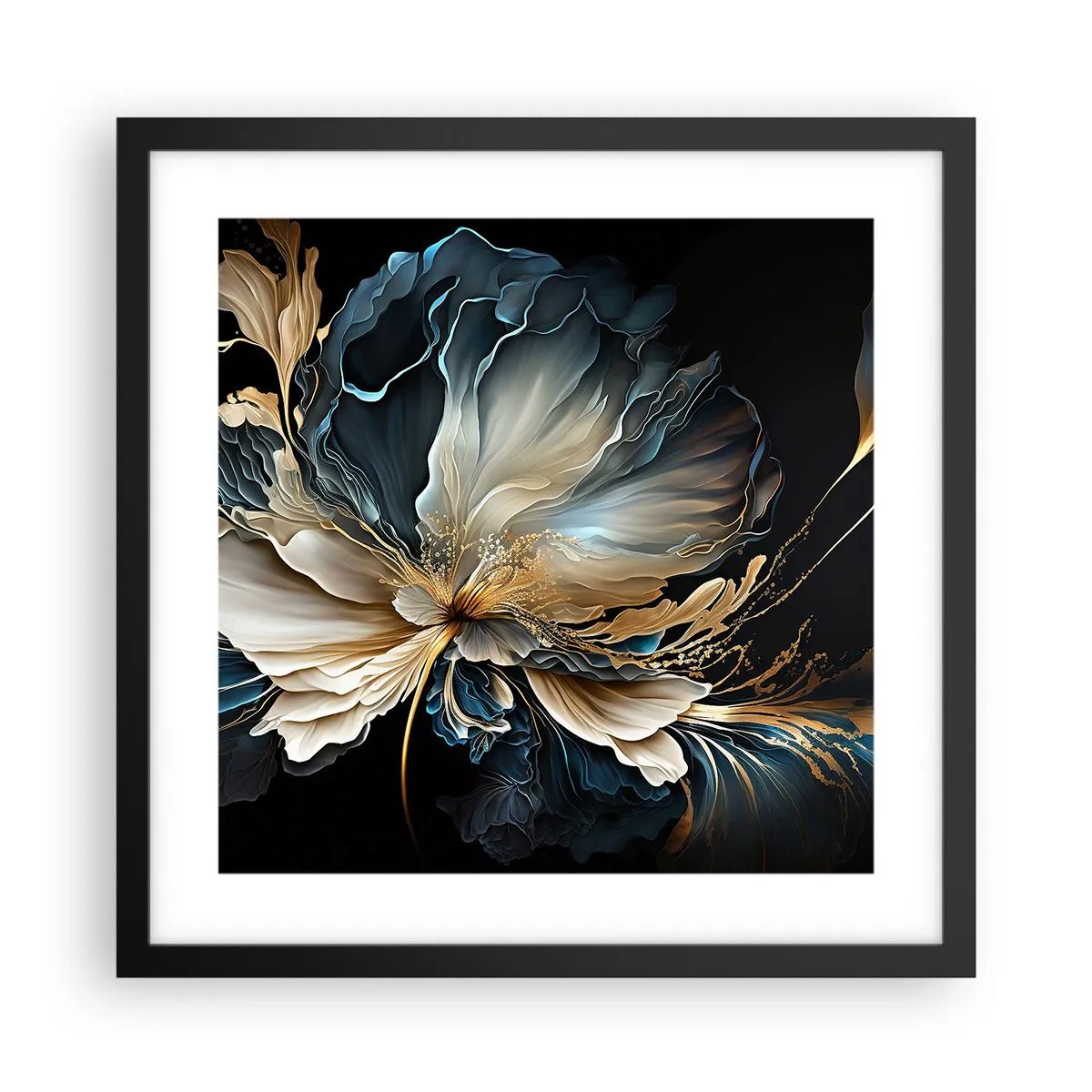 Póster en marco negro - Flor de helecho de cuento - 40x40 cm