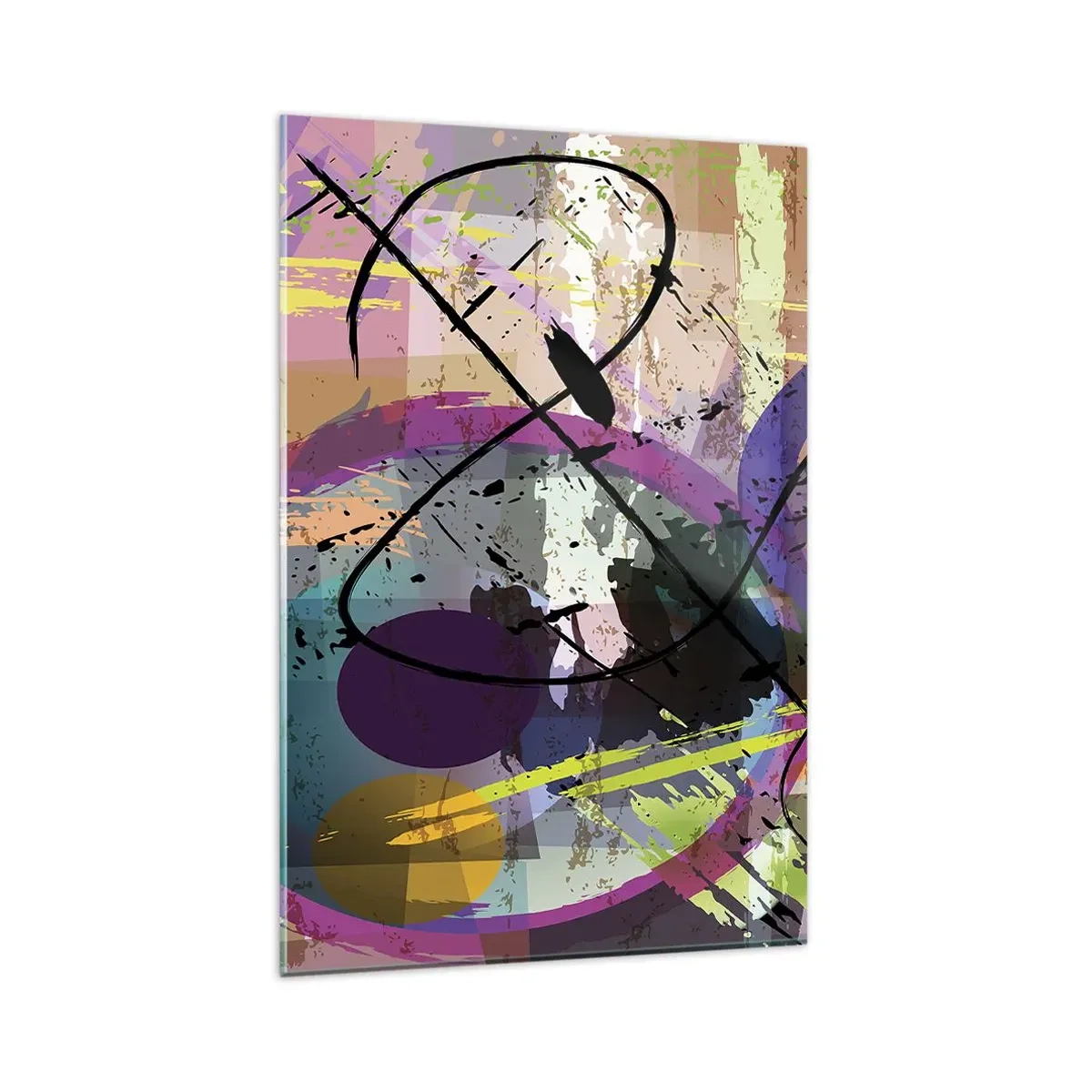 Cuadro sobre vidrio - Impresiones sobre Vidrio - Un patrón abstracto colorido con líneas y formas dinámicas. - 80x120cm - Siempre hay más de un camino - Decoración de pared moderna para salón y dormitorio ARTTOR