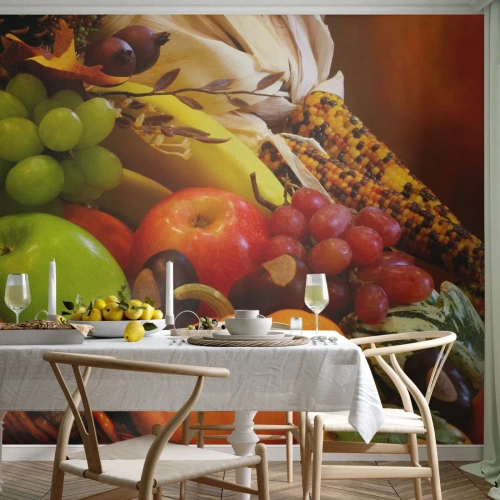 Fotomural Standard Eco - Cesta de la cosecha - Gastronomía, Fruta, Verduras - 150x105 cm