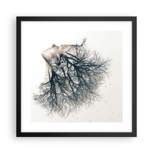 Póster en marco negro - Escuchando el susurro de un árbol - 40x40 cm