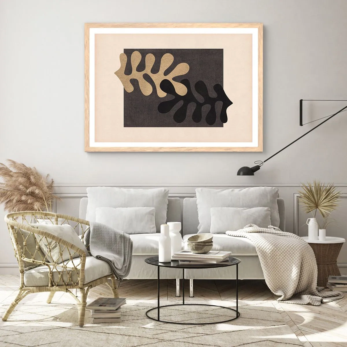 Póster en marco roble claro - Ausencia y complemento - 70x50 cm