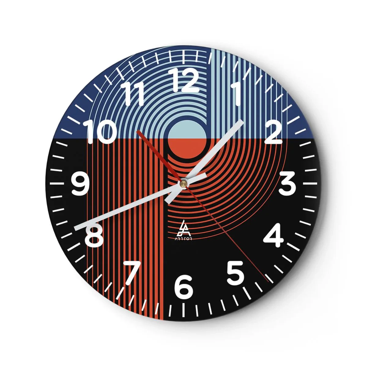 Reloj de pared - Reloj de vidrio - En un abrazo geométrico - 40x40 cm